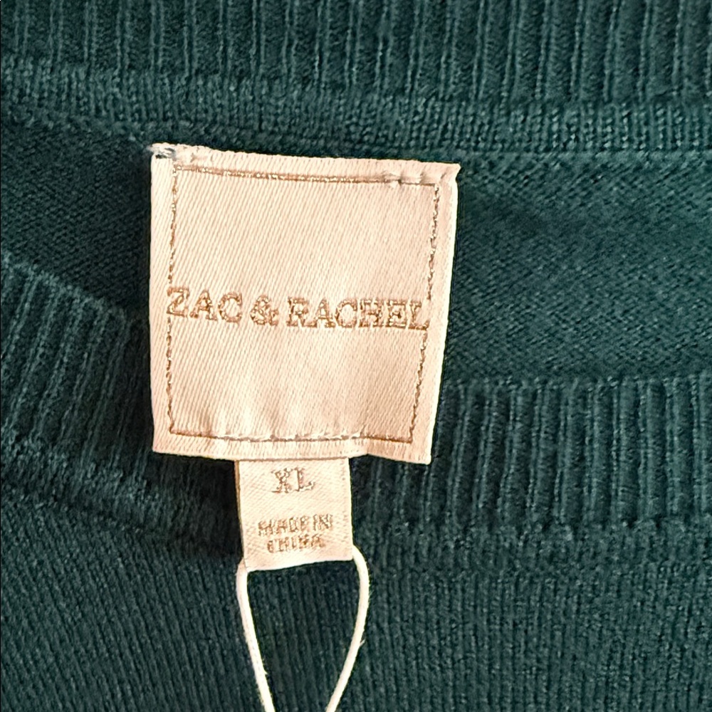 Zac & Rachel Deep Teal Crewneck Sweater with Fuzzy 'worry' Script - Picture 4 of 5